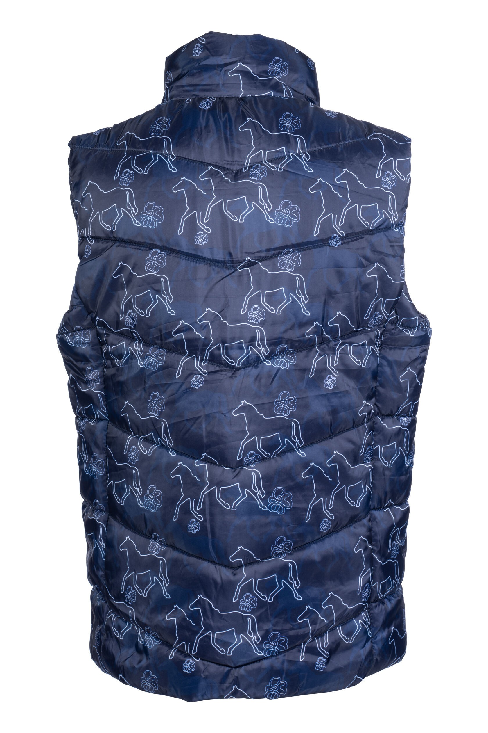 Жилетка детская с лошадками и светоотражающими элементами, размер 146/152 см. цвет темно-синий