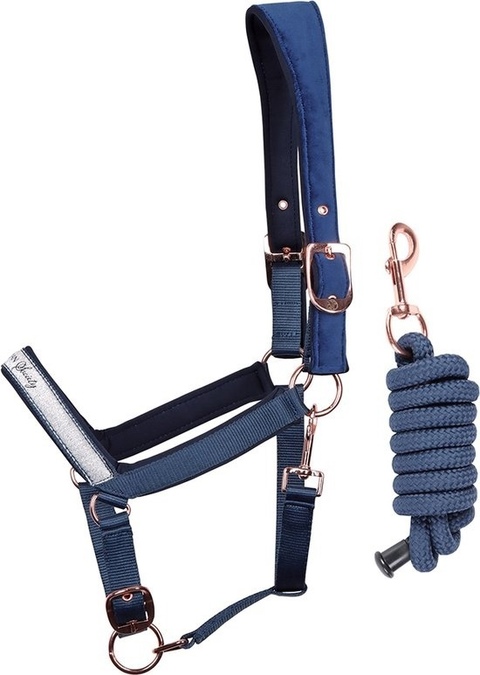 Недоуздок с чомбуром Harris Horse (Shetty, Синий/розовое золото)