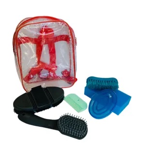 Набор щеток в рюкзачке "EQUIMAN" (6 предметов, красный)