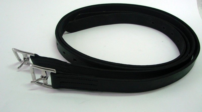 Путлища однослойные из натуральной кожи Белая грива, черные 145 см.