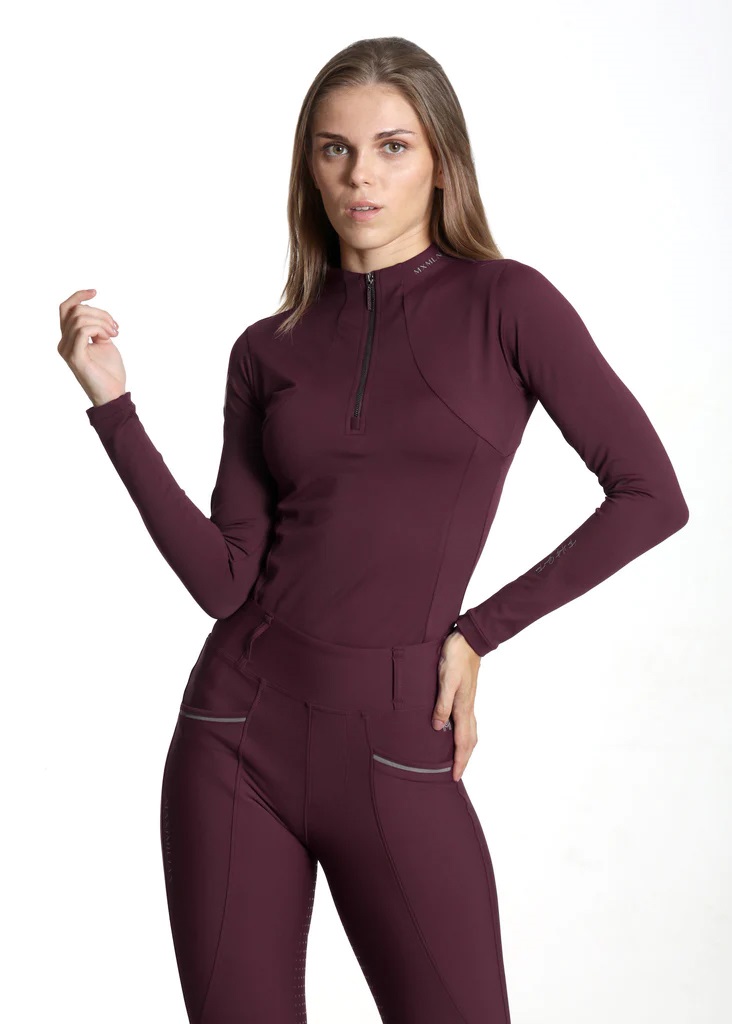 Рубашка спортивная "Base Layer", длинный рукав (Бордовый, размер S)