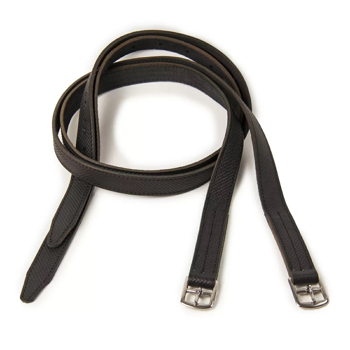 Путлища кожаные с тиснением TAYGA, чёрные, 145 см