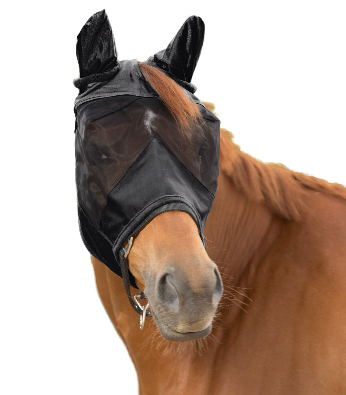 Маска от мух с ушками и вырезом под челку, черная (FULL)