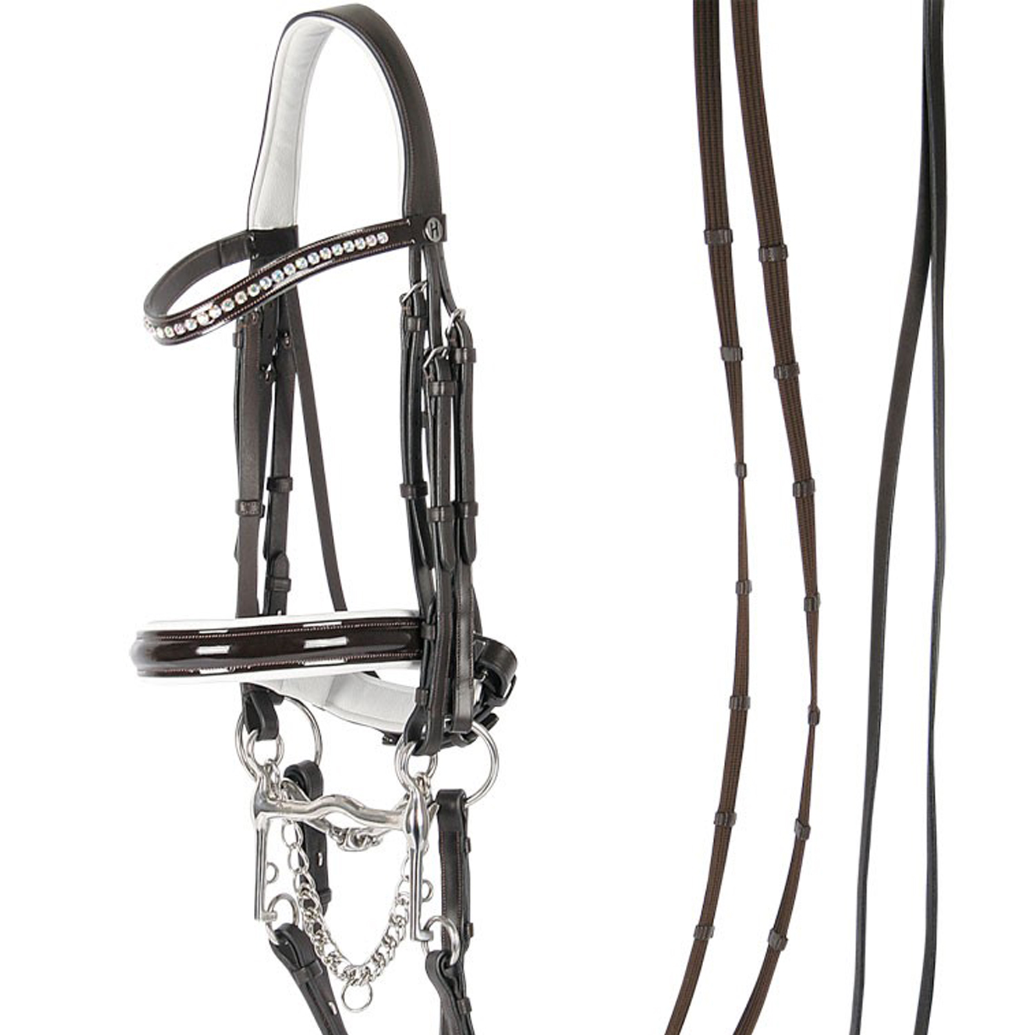 Оголовье мундштучное Weymouth Chique, лаковая, с белой подложкой